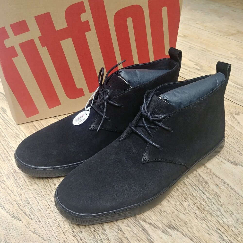NEW IN BOX Fit Flop Men Size 11 Zackery Black Suede Chukka Boot - Picture 2 of 9